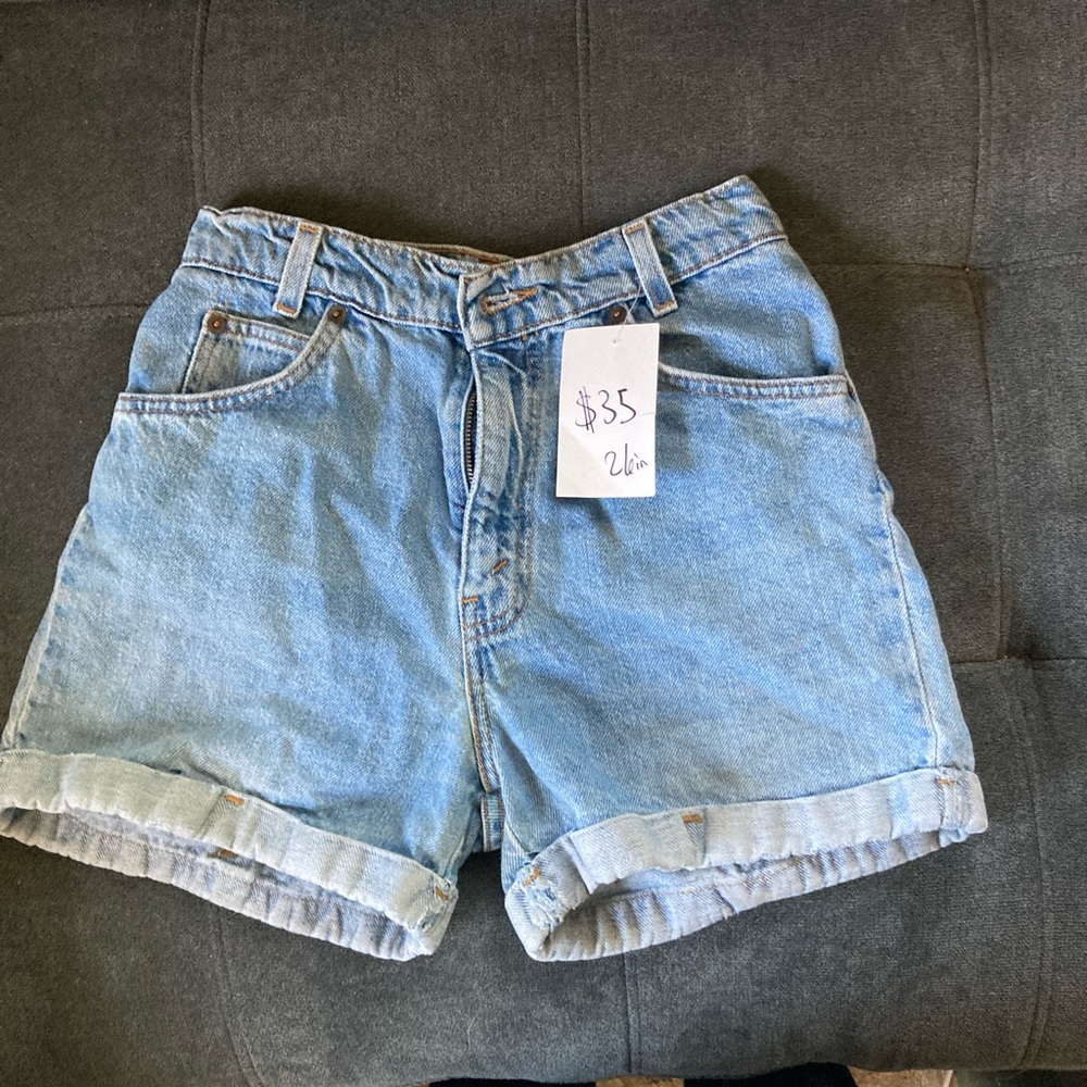 High-rise denim mom shorts